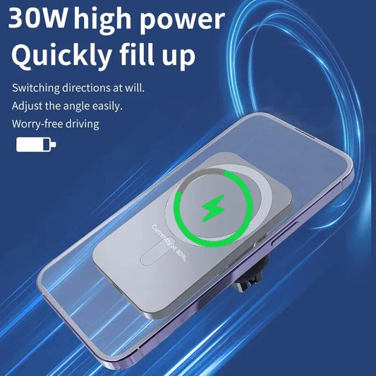 30W Magnetic Wireless Car Charger (Fast Charging)