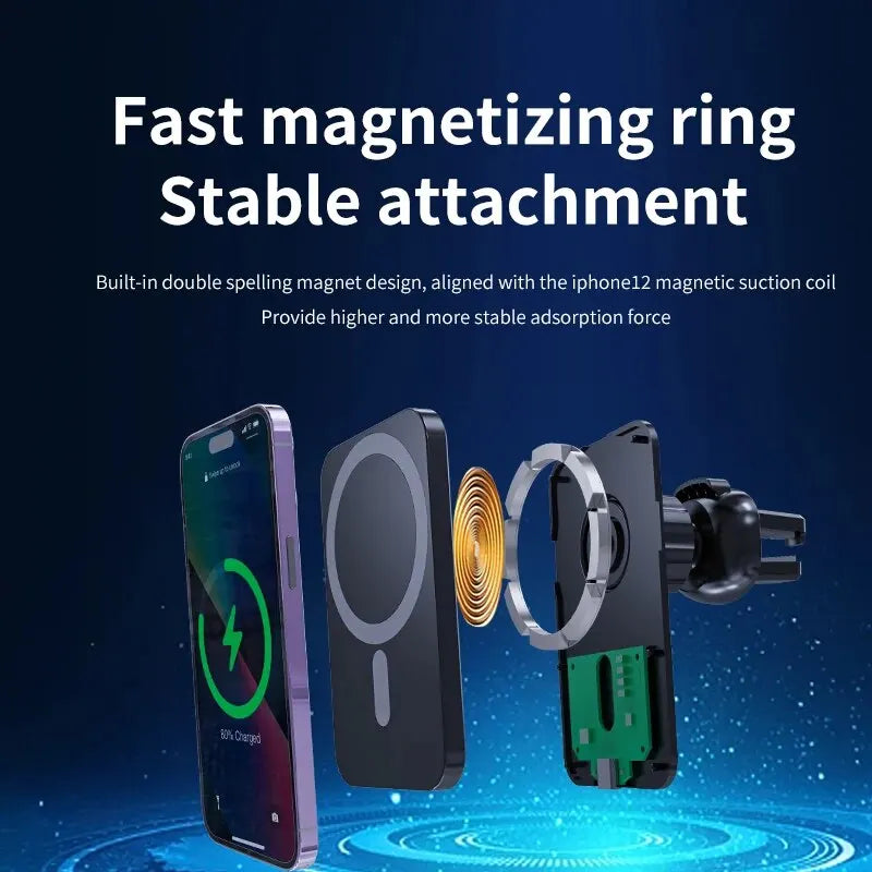 30W Magnetic Wireless Car Charger (Fast Charging)